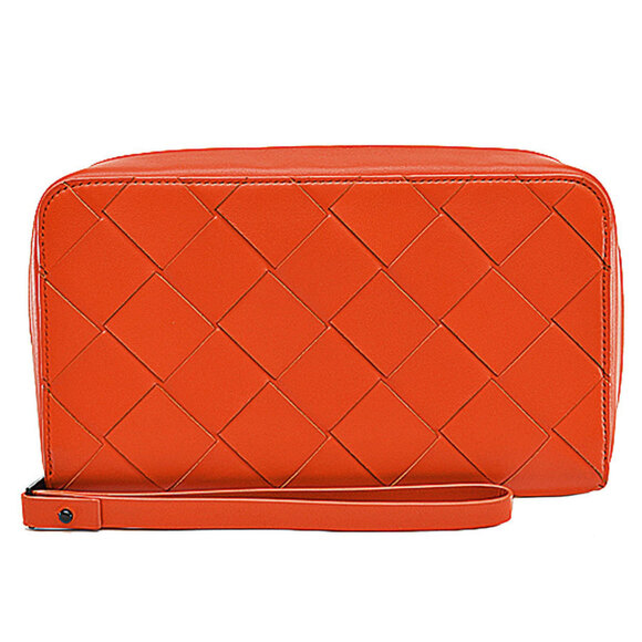 BOTTEGA VENETA Orange Leather Intrecciato Clutch Bag - Picture 1 of 5